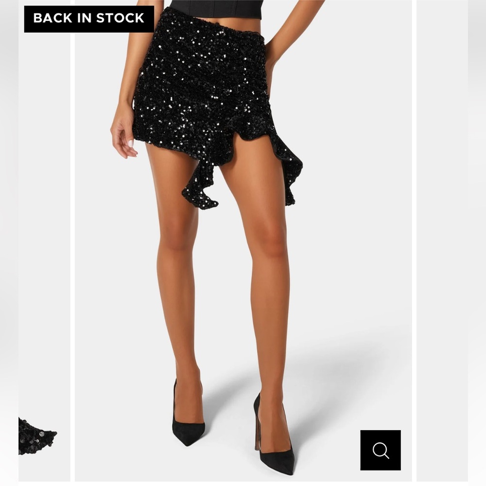 Mini Sequin Ruffle Slit Skort